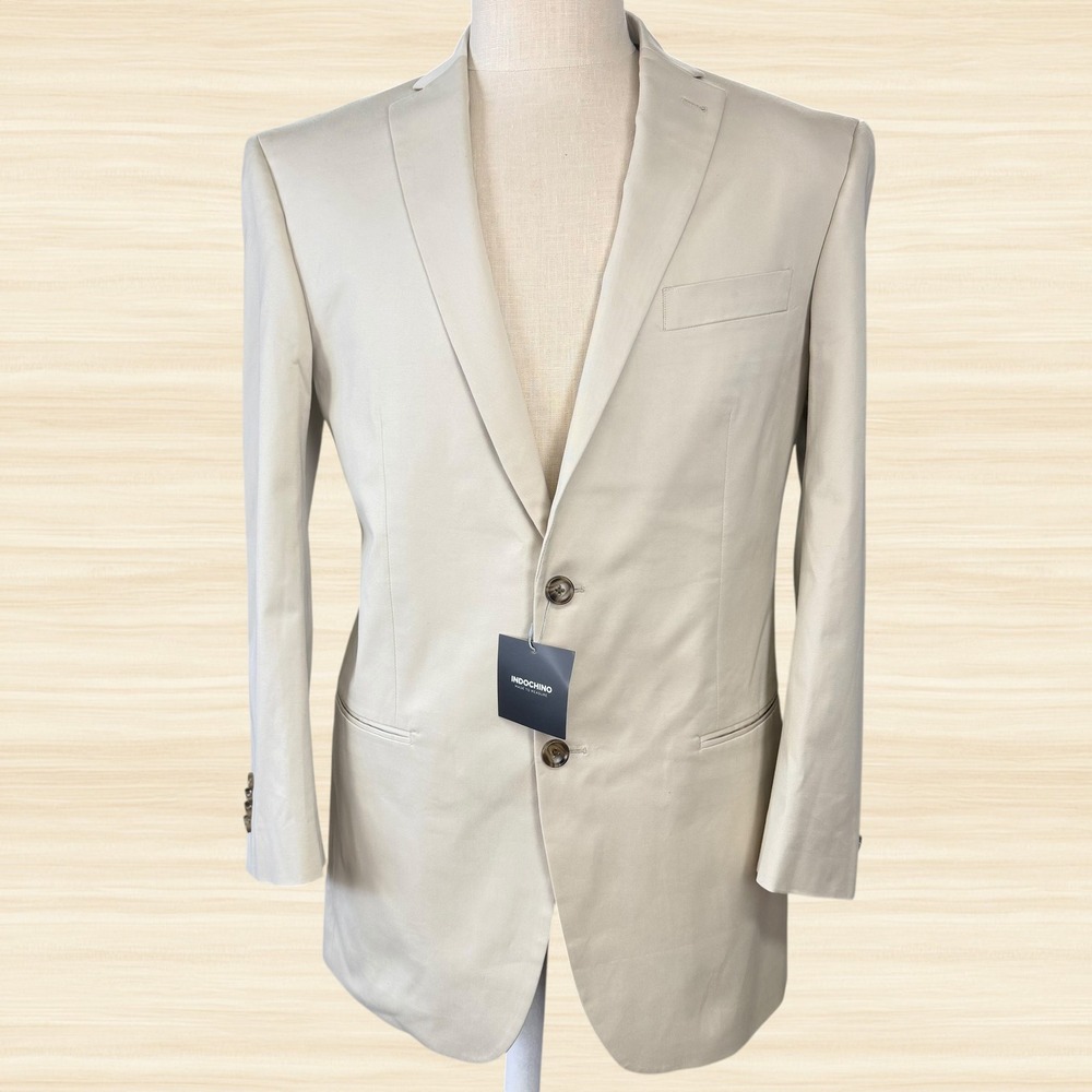 Indochino Made to Measure Tan Blazer Red Floral Lining Sport Coat Mens 40R